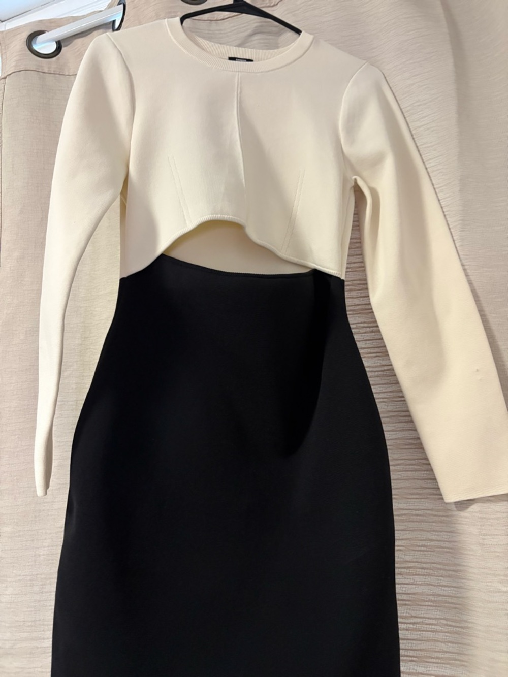 Express Cream Knit Bodycon Top